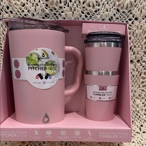 Pink Stainless Steel Insulated Pitcher and Tumbler Set